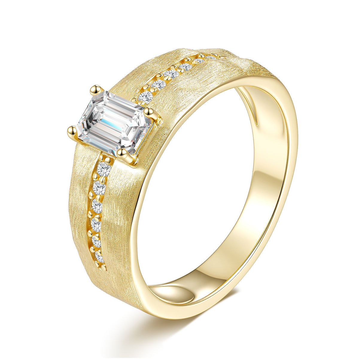 Brushed Emerald-Cut Ring