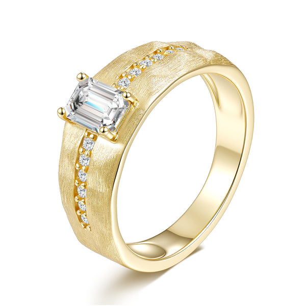 Brushed Emerald-Cut Ring