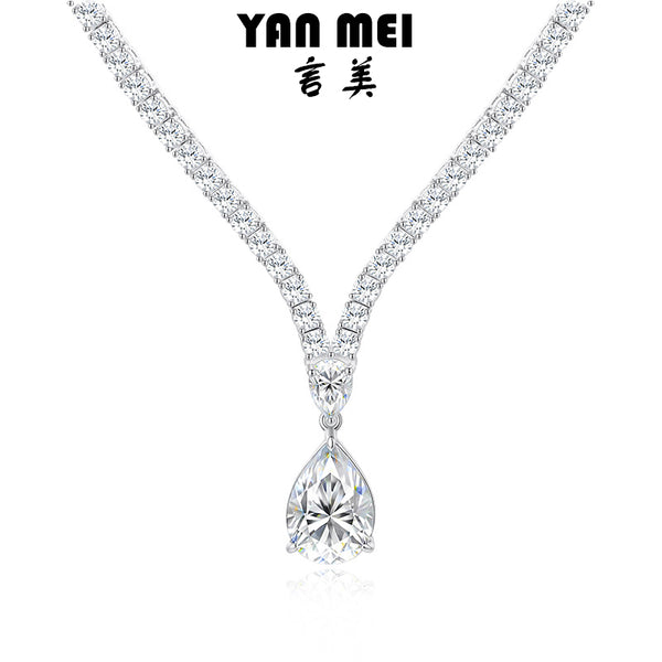 Moissanite Teardrop V Pendant Necklace