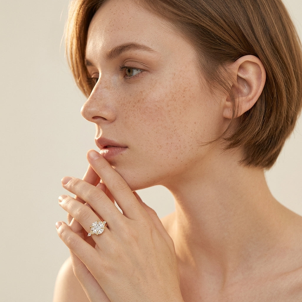 Moissanite Cluster Ring