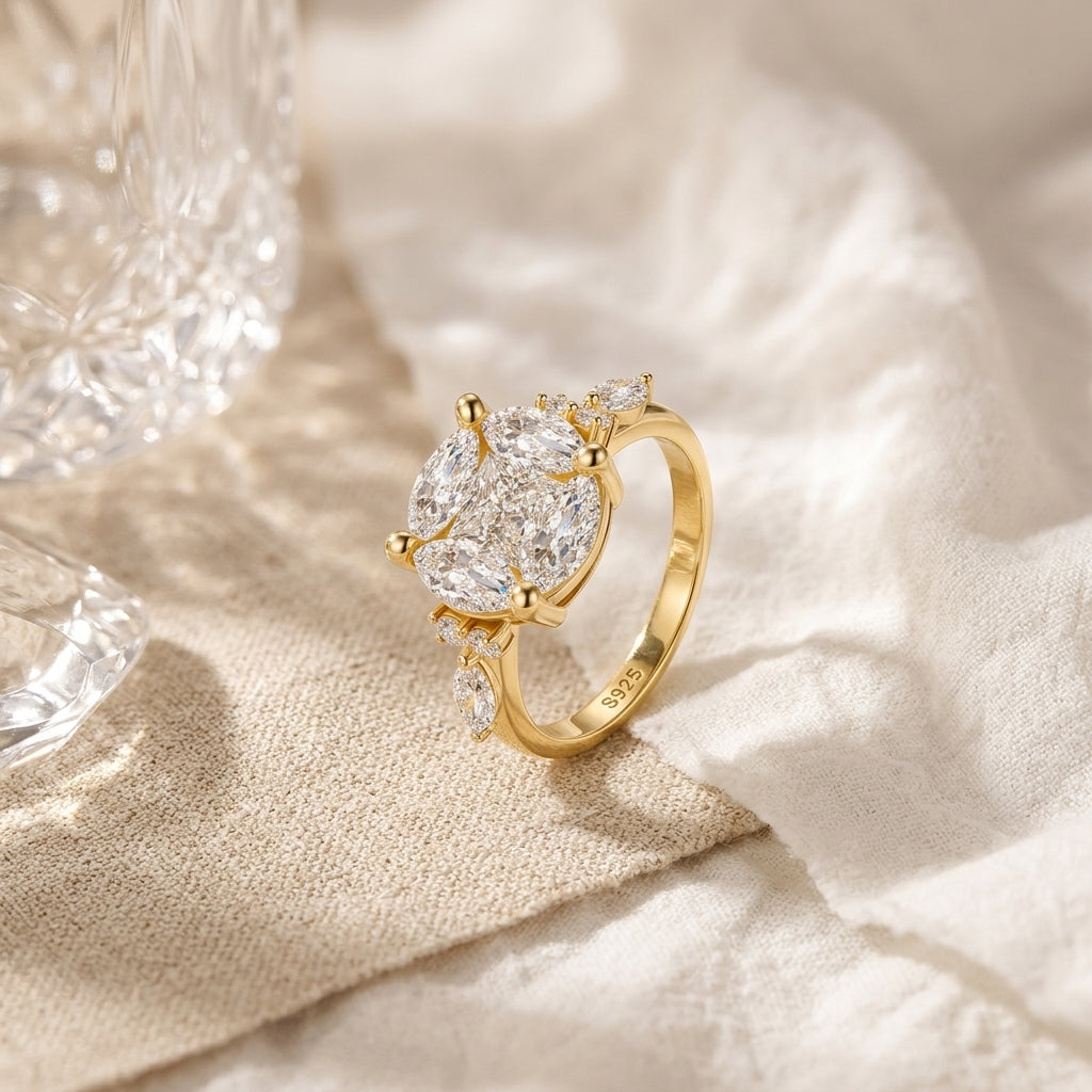 Moissanite Cluster Ring