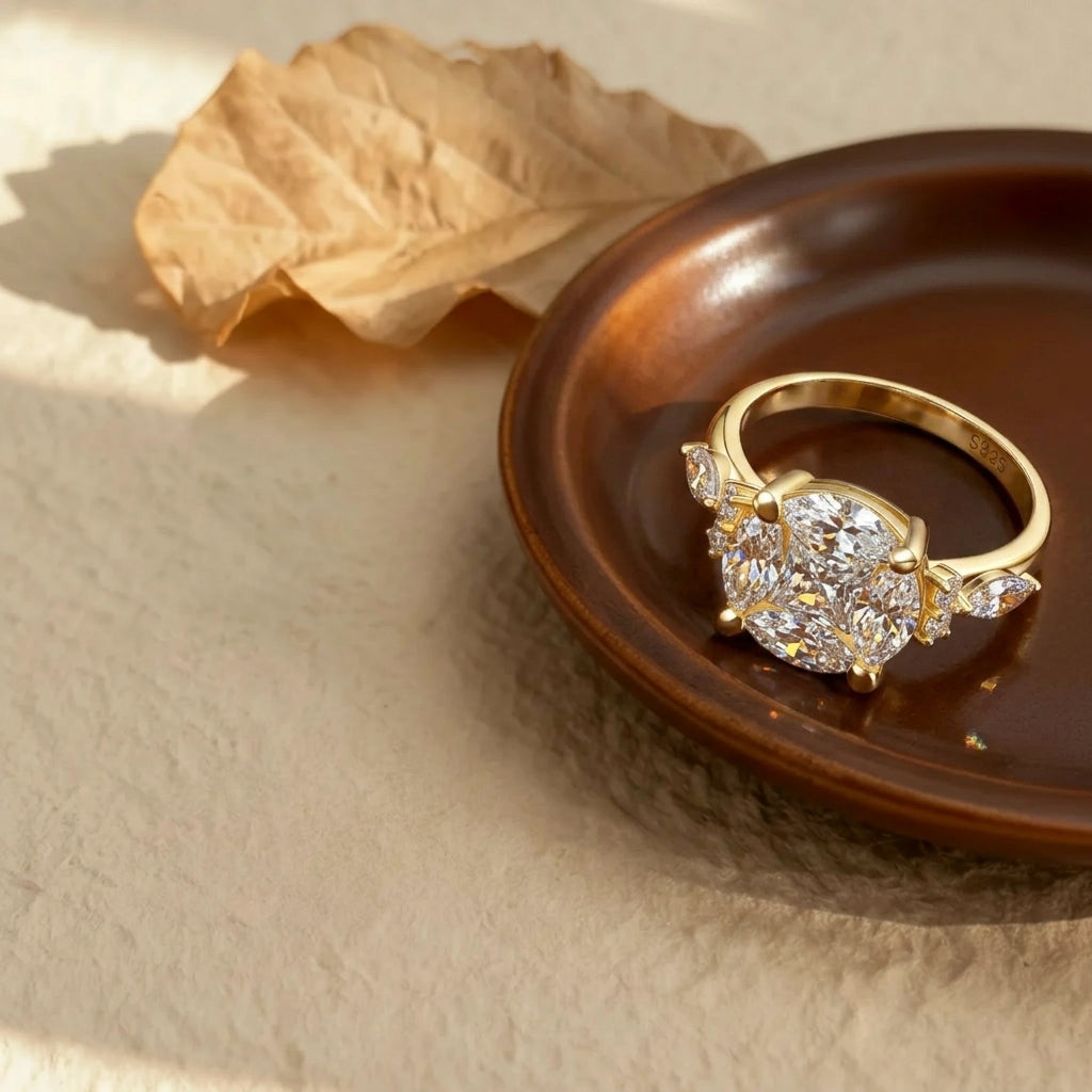 Moissanite Cluster Ring