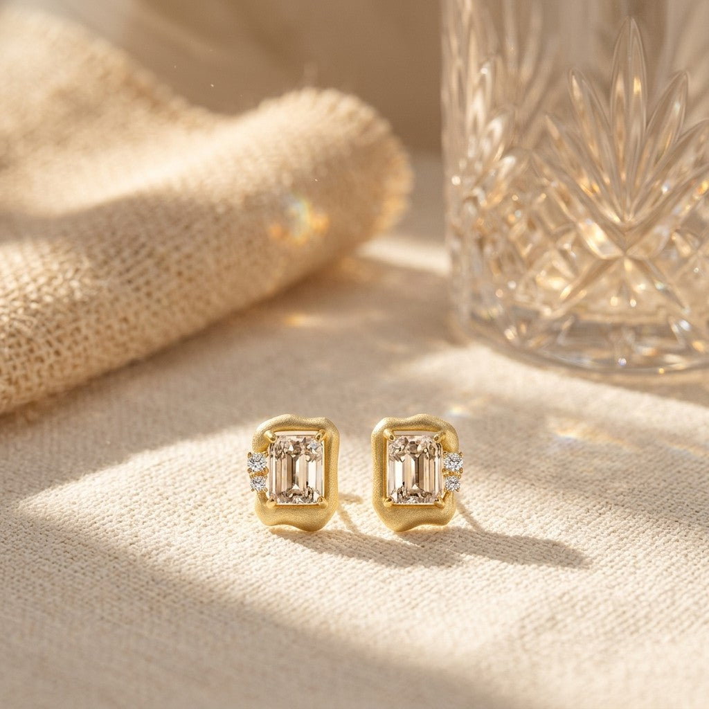 Moissanite Bar Stud Earrings