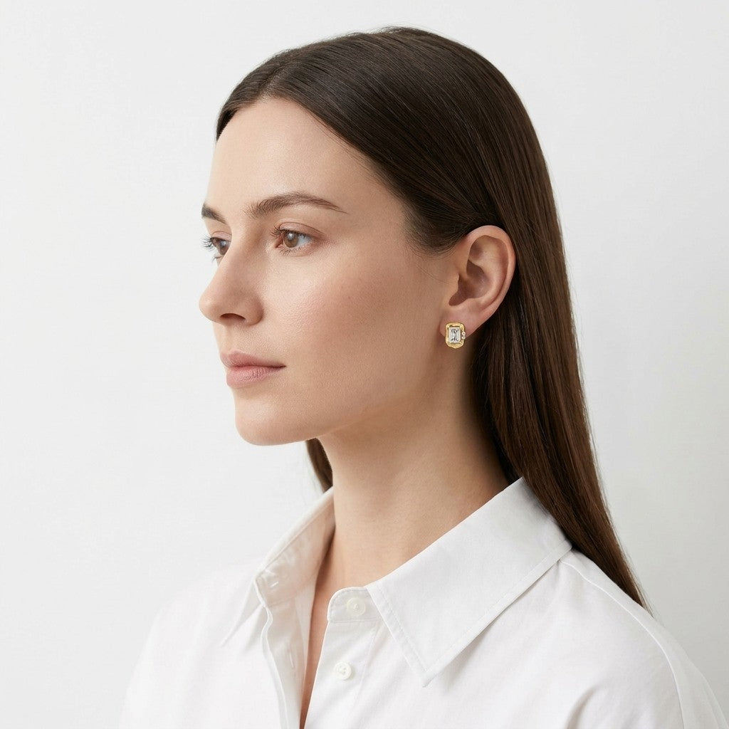 Moissanite Bar Stud Earrings
