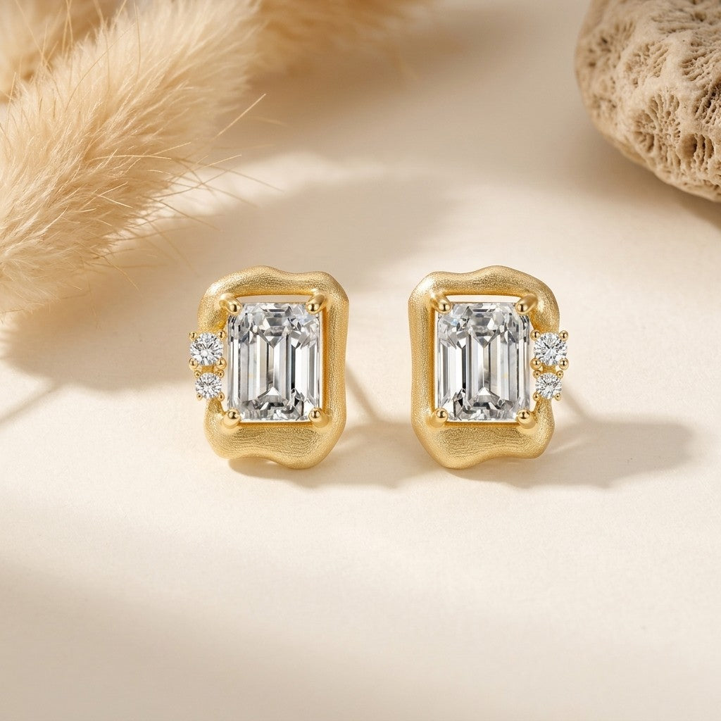 Moissanite Bar Stud Earrings