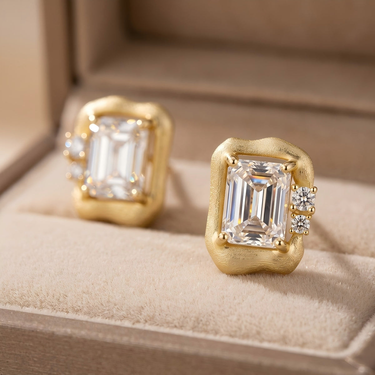 Moissanite Bar Stud Earrings