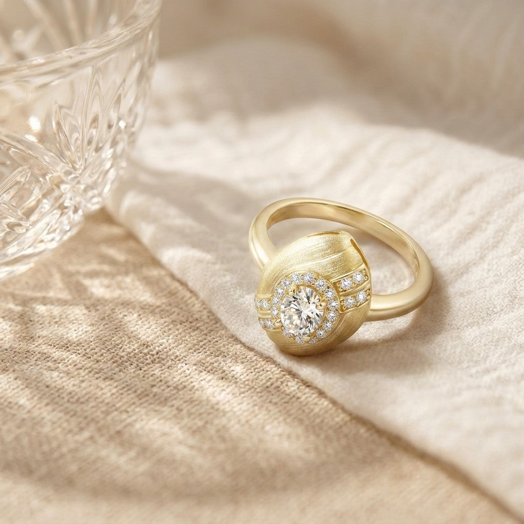 Brushed Egg-Shaped Ring