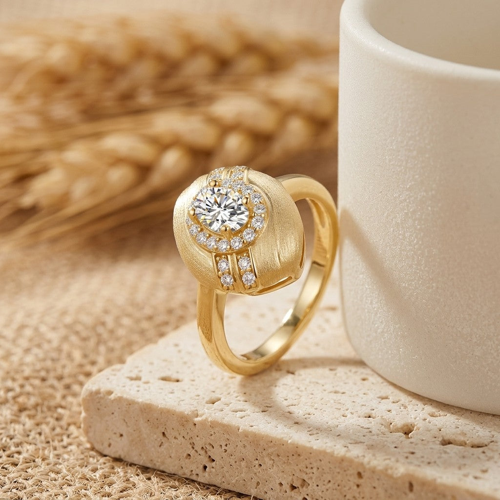Brushed Egg-Shaped Ring