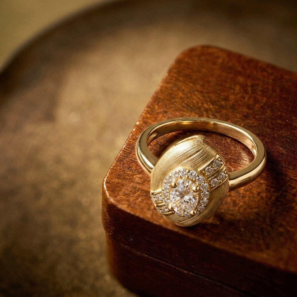 Brushed Egg-Shaped Ring