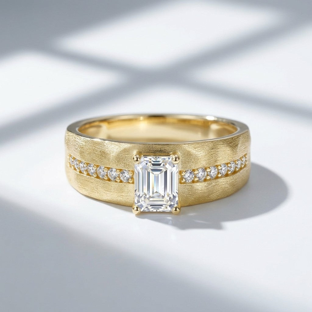Brushed Emerald-Cut Ring