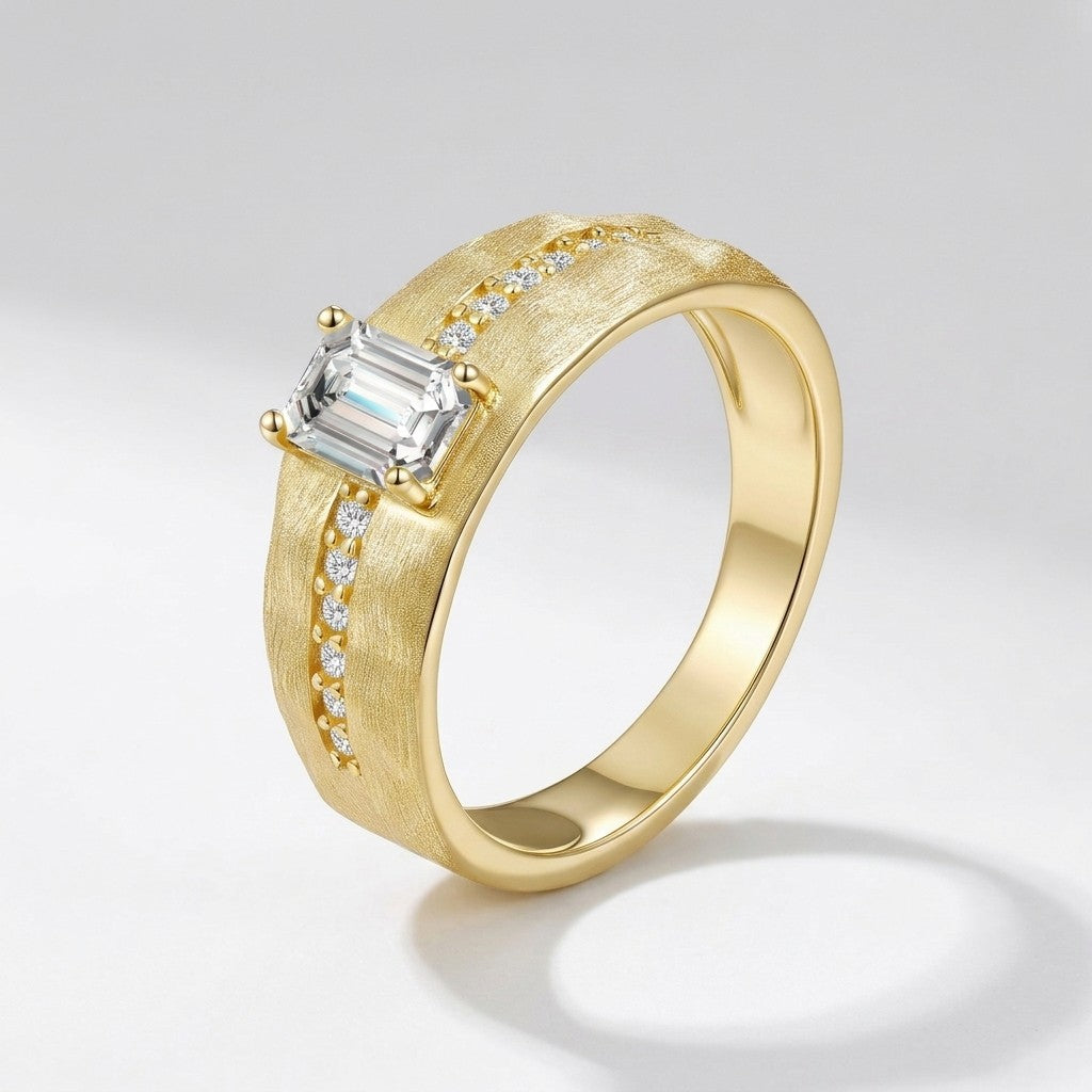 Brushed Emerald-Cut Ring