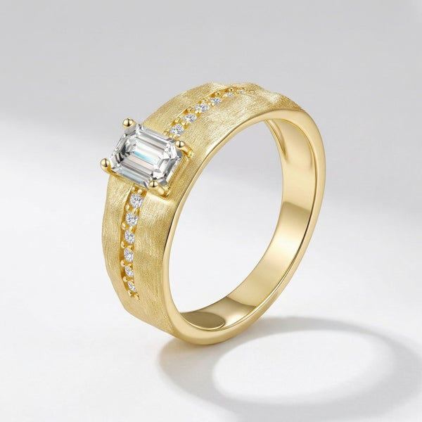 Brushed Emerald-Cut Ring