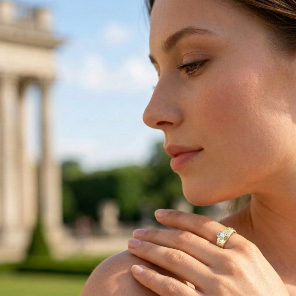 Brushed Emerald-Cut Ring