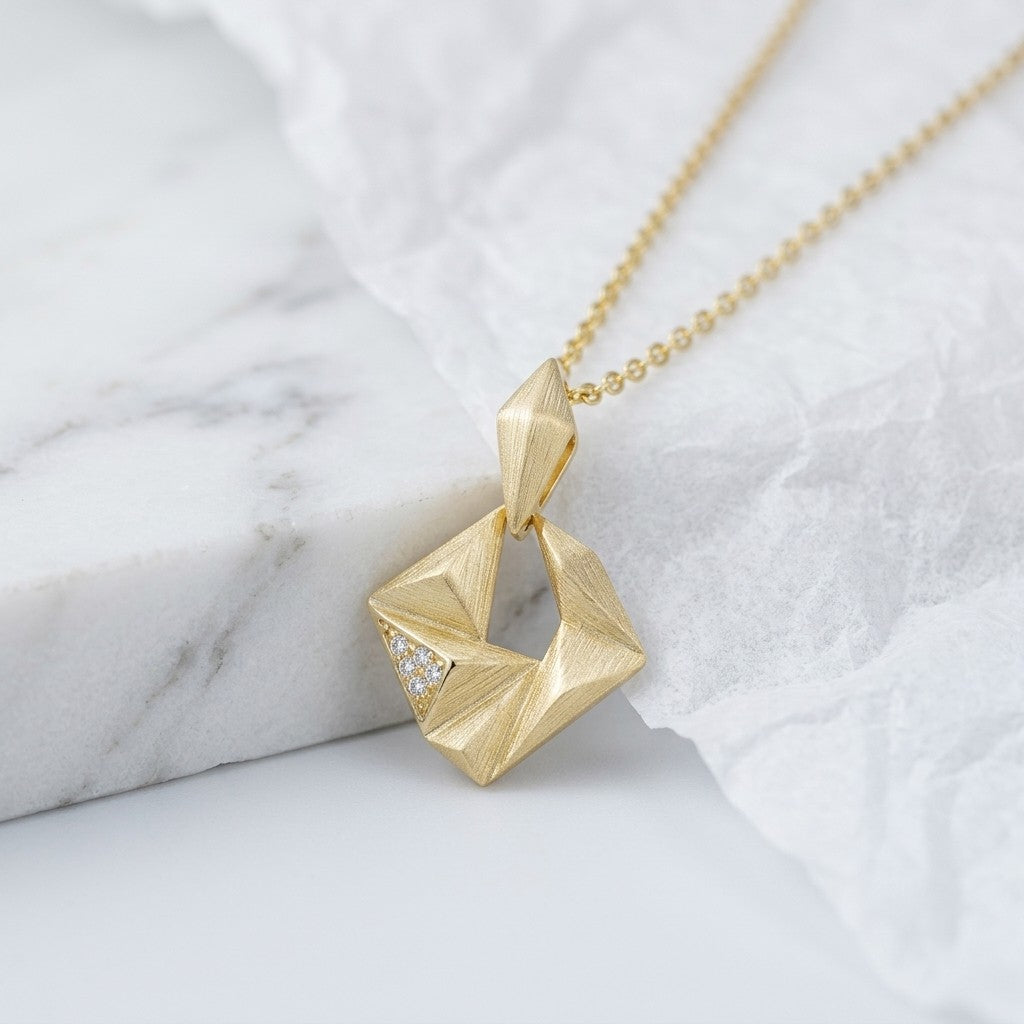 Brushed Geometric Pendant Necklace