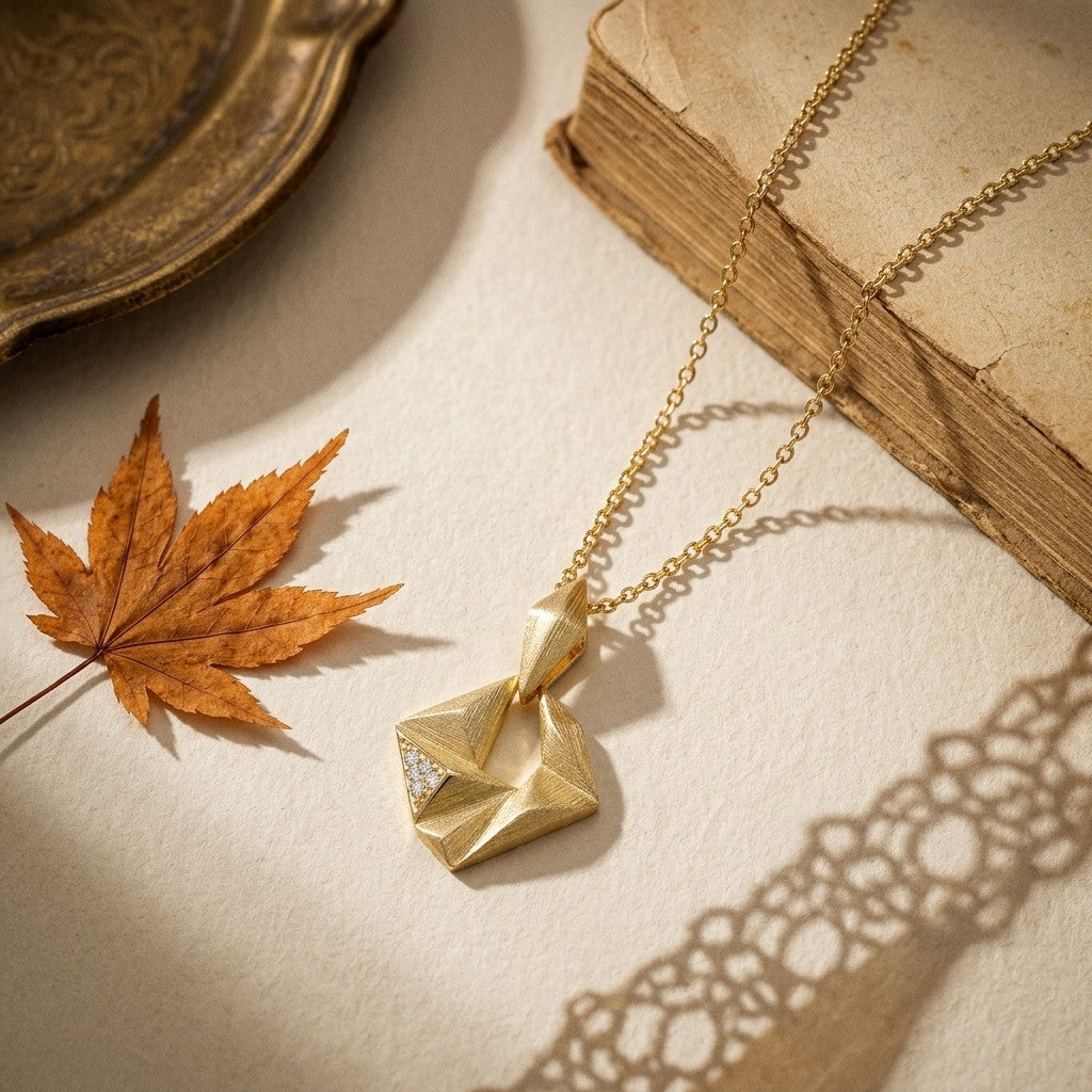 Brushed Geometric Pendant Necklace