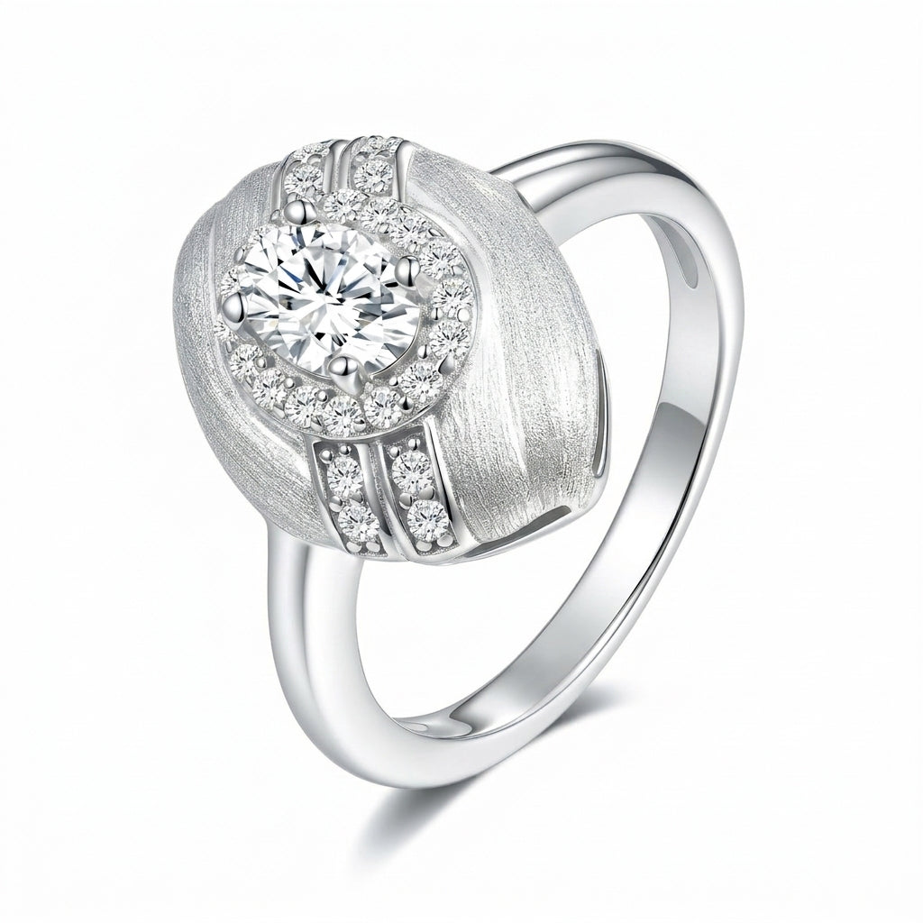 Brushed Egg-Shaped Ring