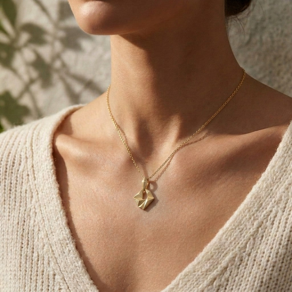 Brushed Geometric Pendant Necklace