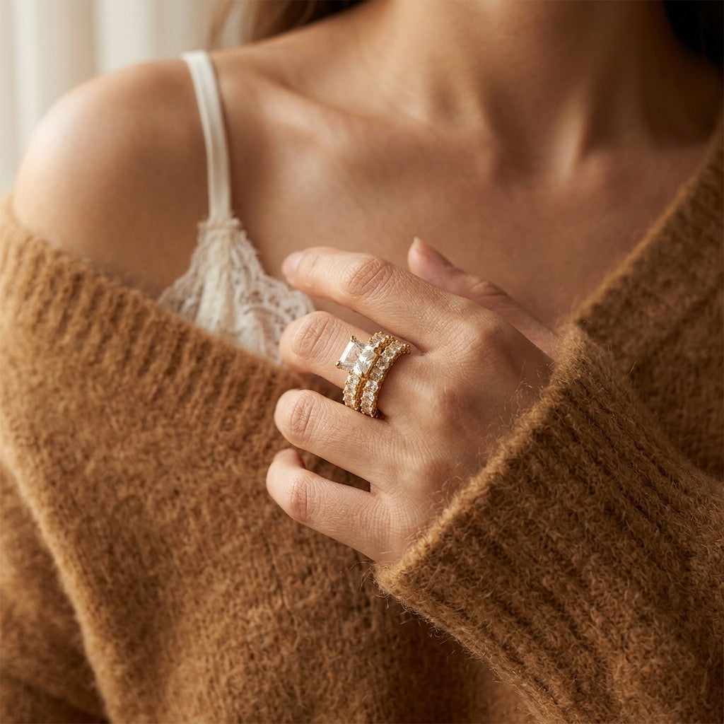 Moissanite Bridal Ring Set