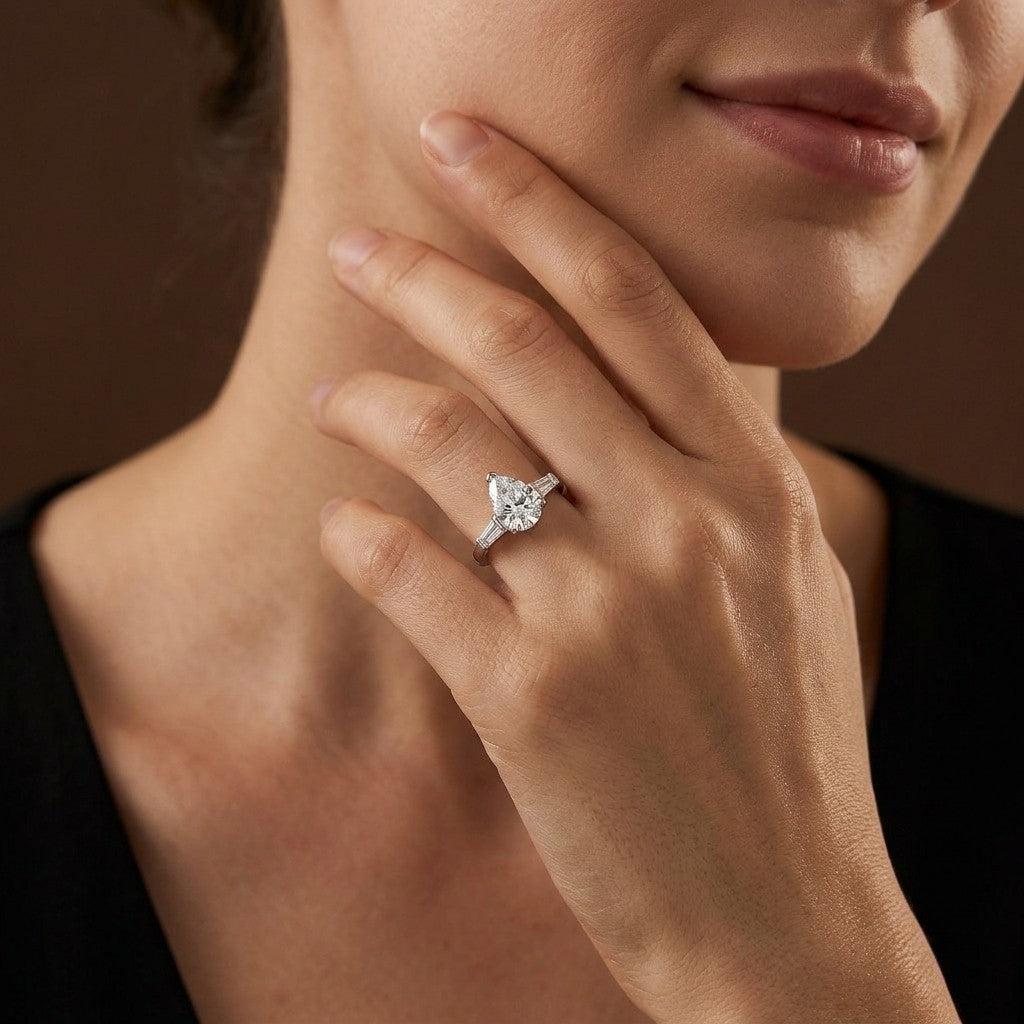 Moissanite Teardrop Ring