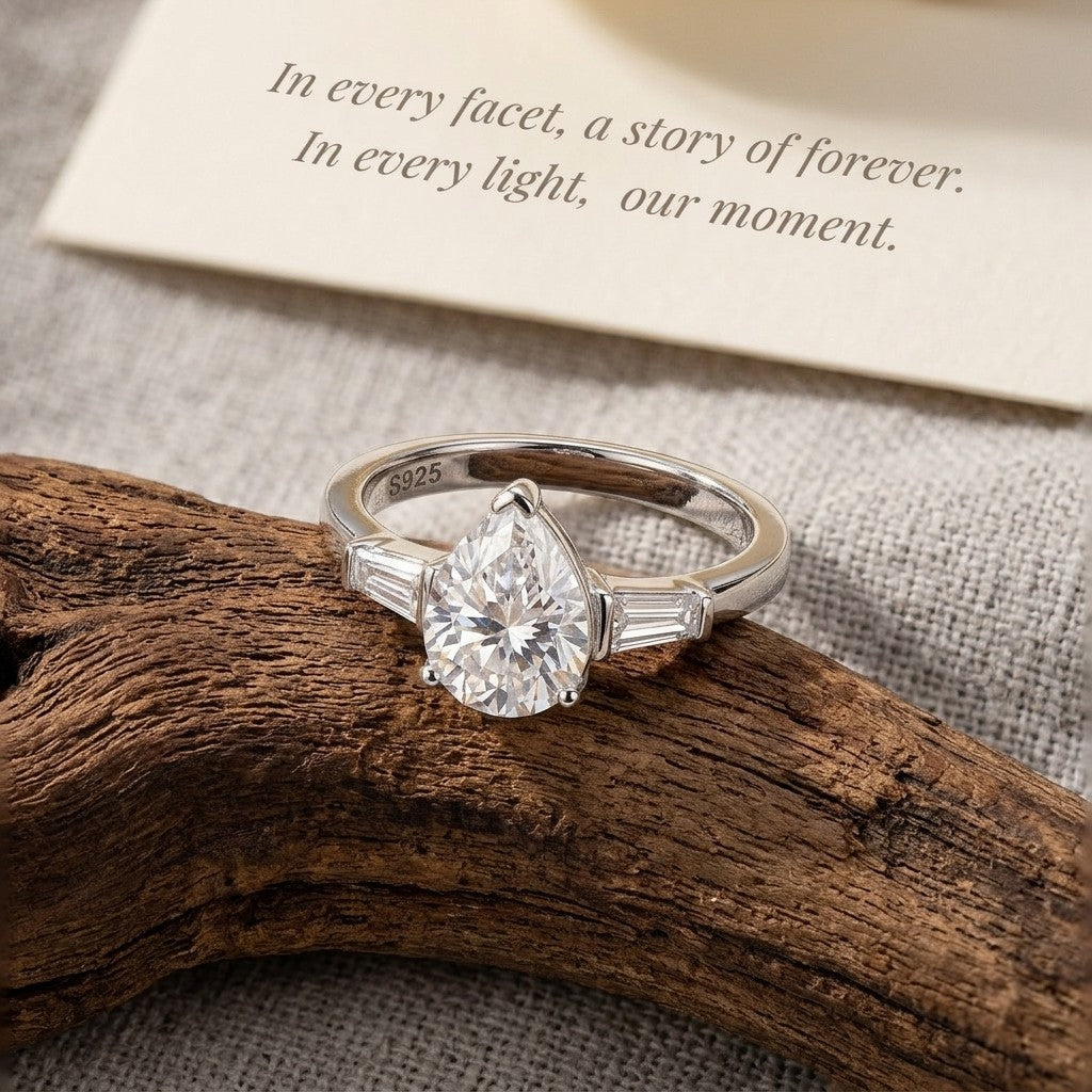 Moissanite Teardrop Ring
