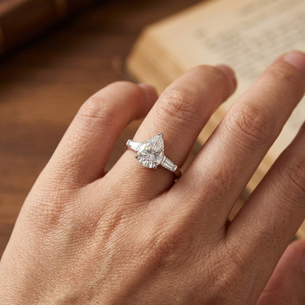 Moissanite Teardrop Ring