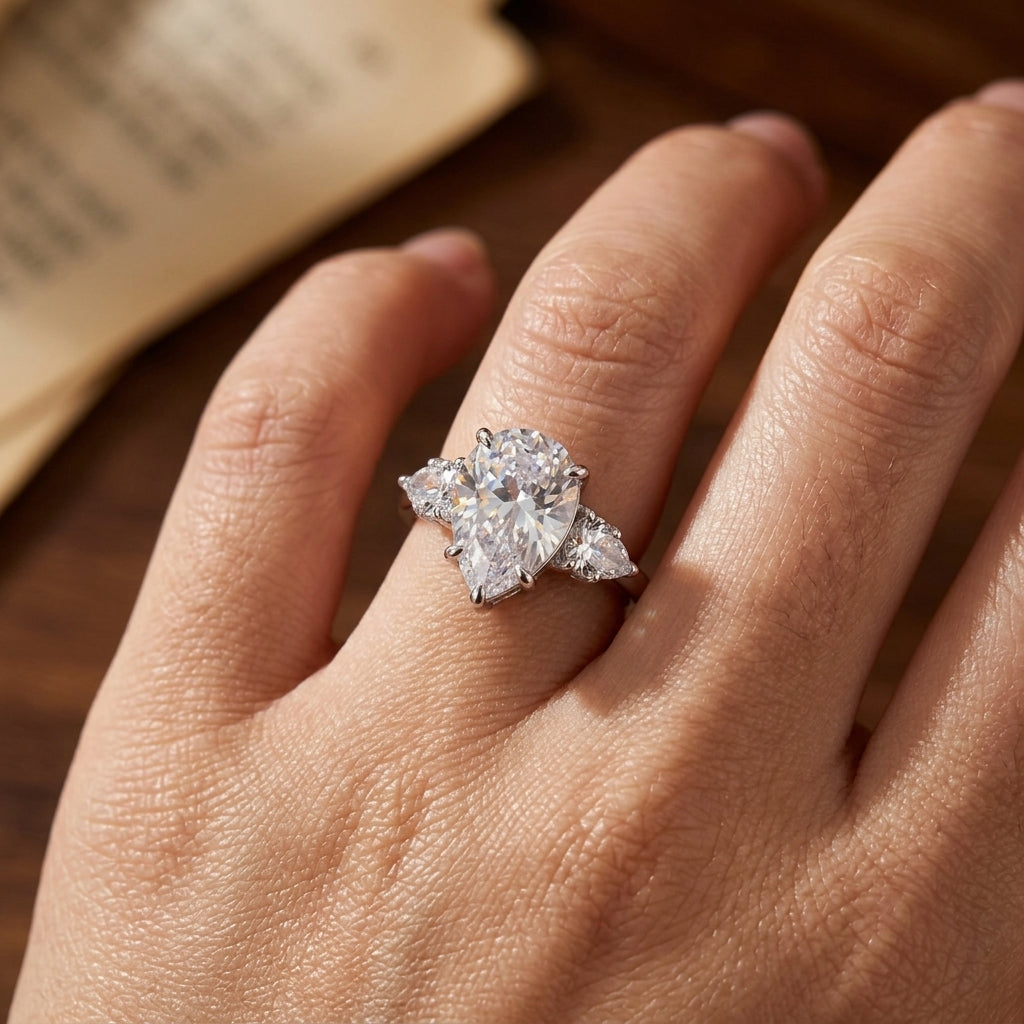 Moissanite Teardrop Ring