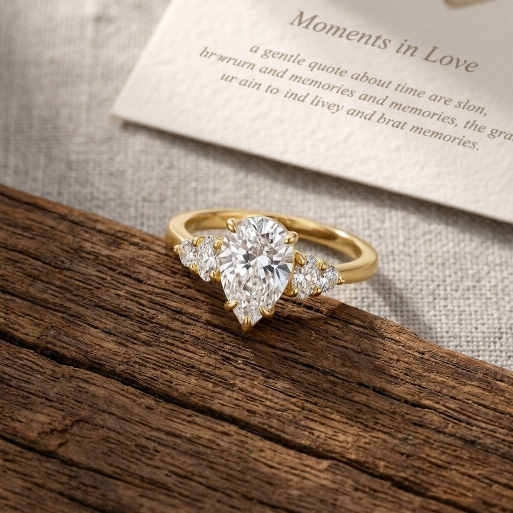 Moissanite Teardrop Ring
