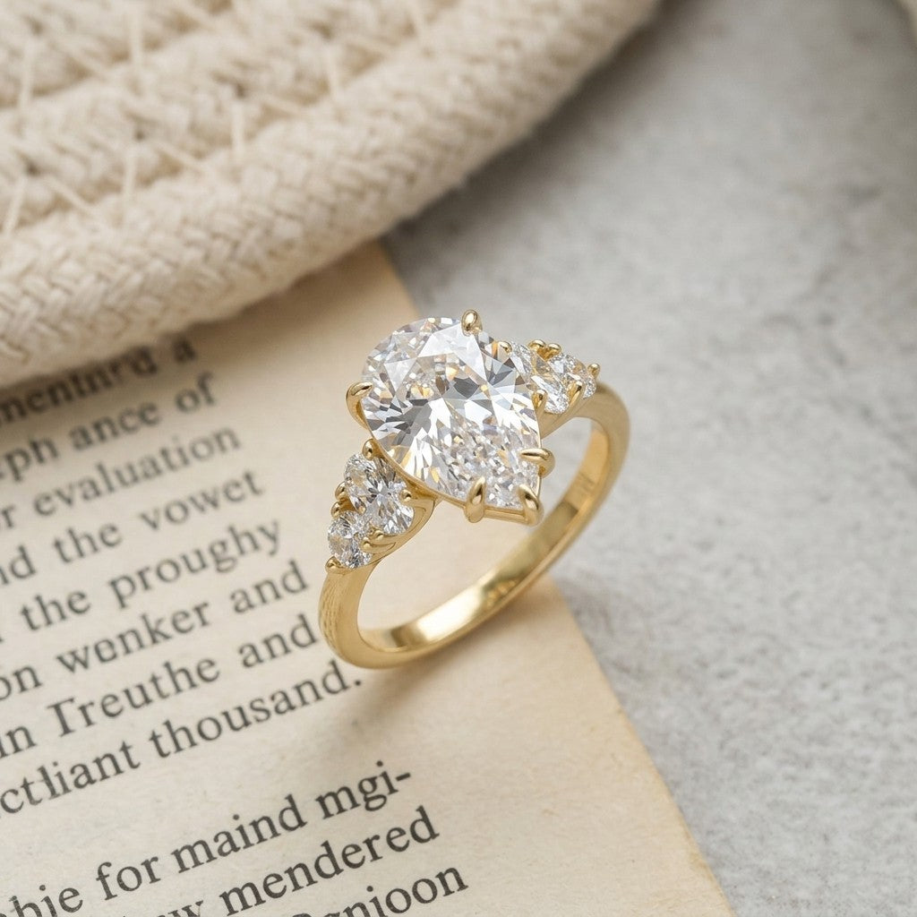 Moissanite Teardrop Ring