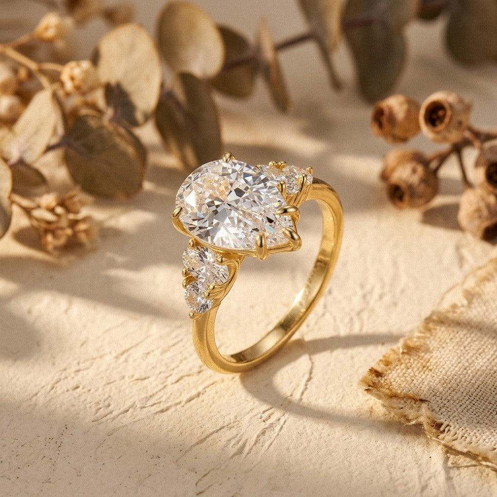 Moissanite Teardrop Ring