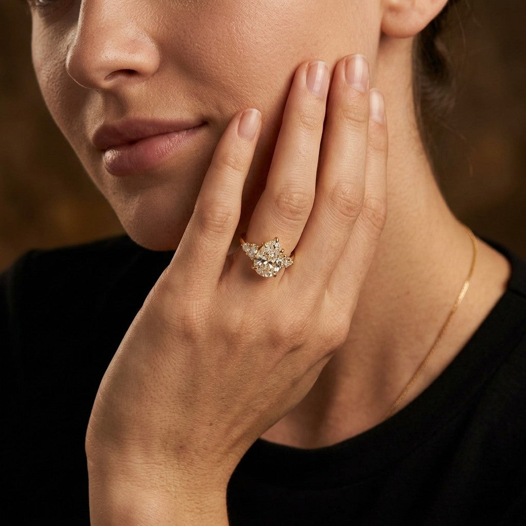 Moissanite Teardrop Ring