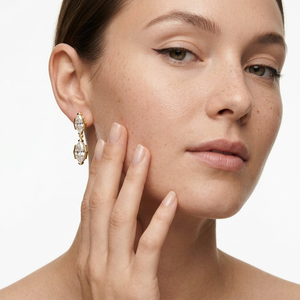 Moissanite Marquise Drop Earrings