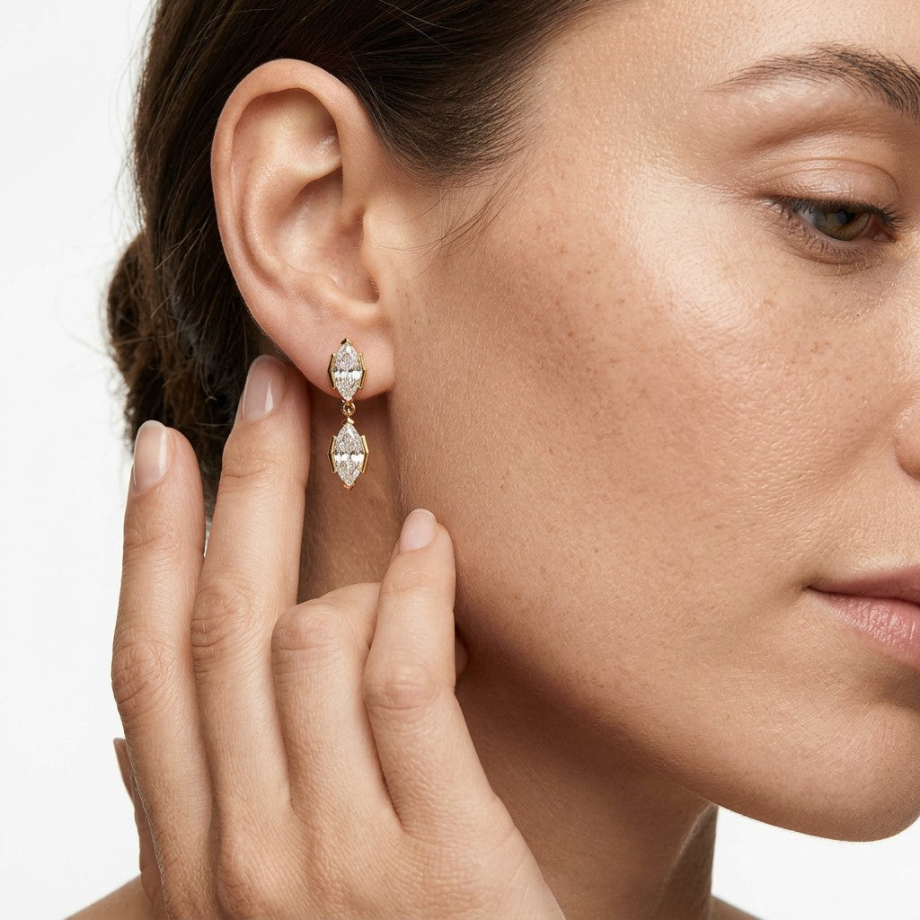 Moissanite Marquise Drop Earrings