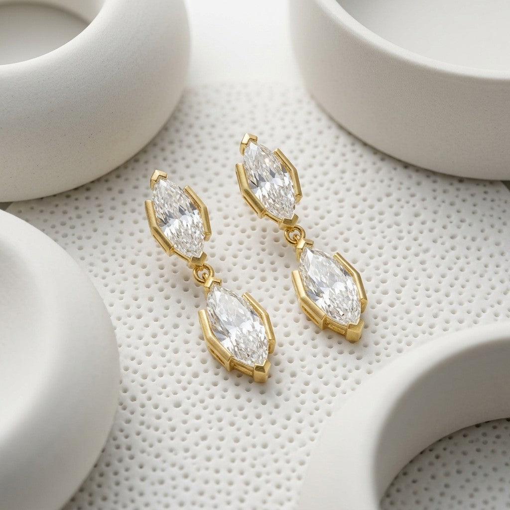Moissanite Marquise Drop Earrings