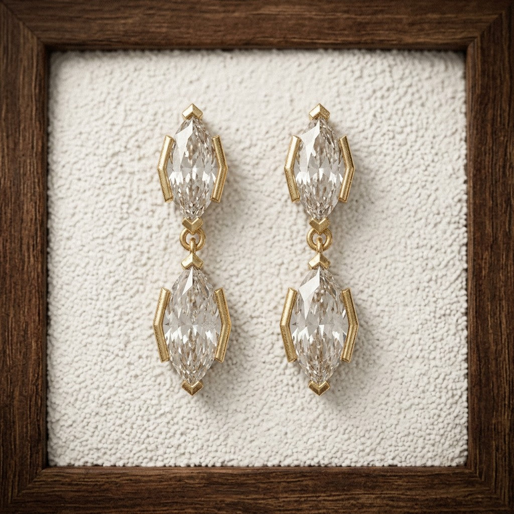 Moissanite Marquise Drop Earrings