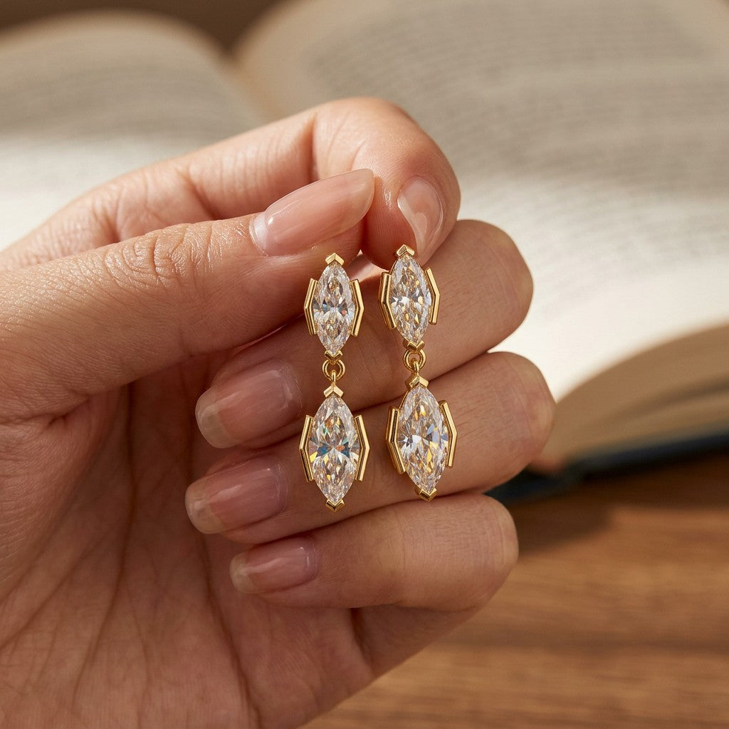 Moissanite Marquise Drop Earrings