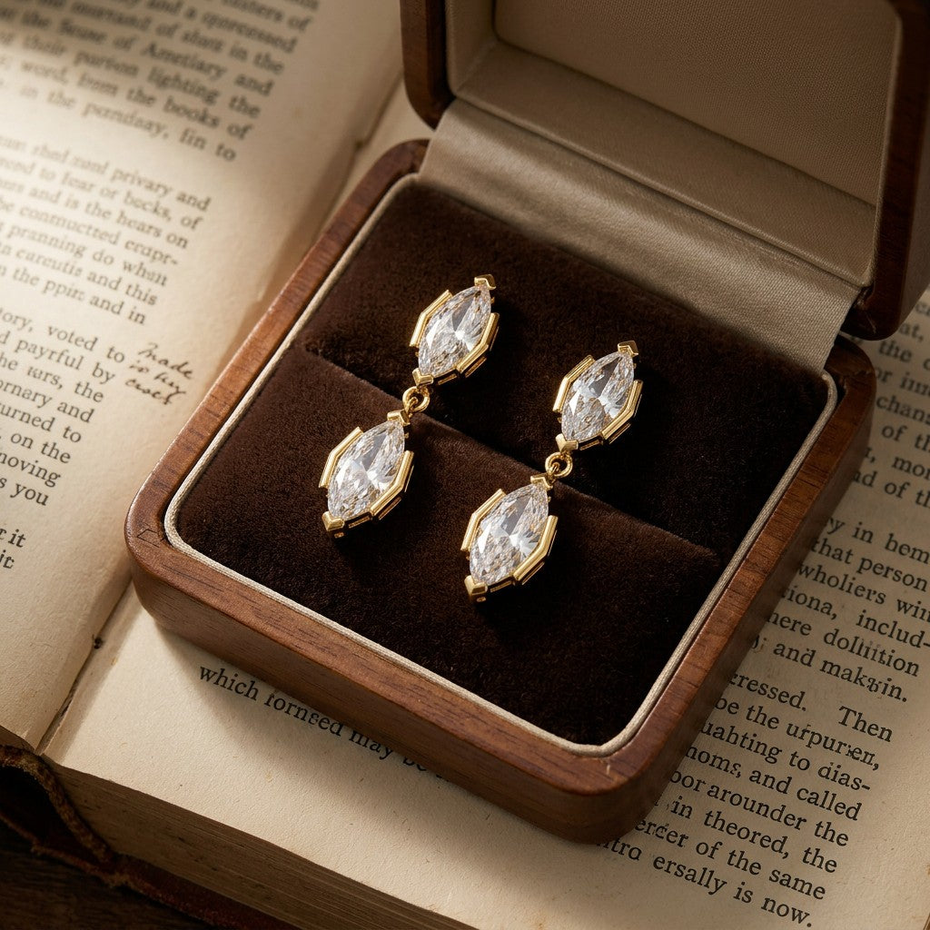 Moissanite Marquise Drop Earrings