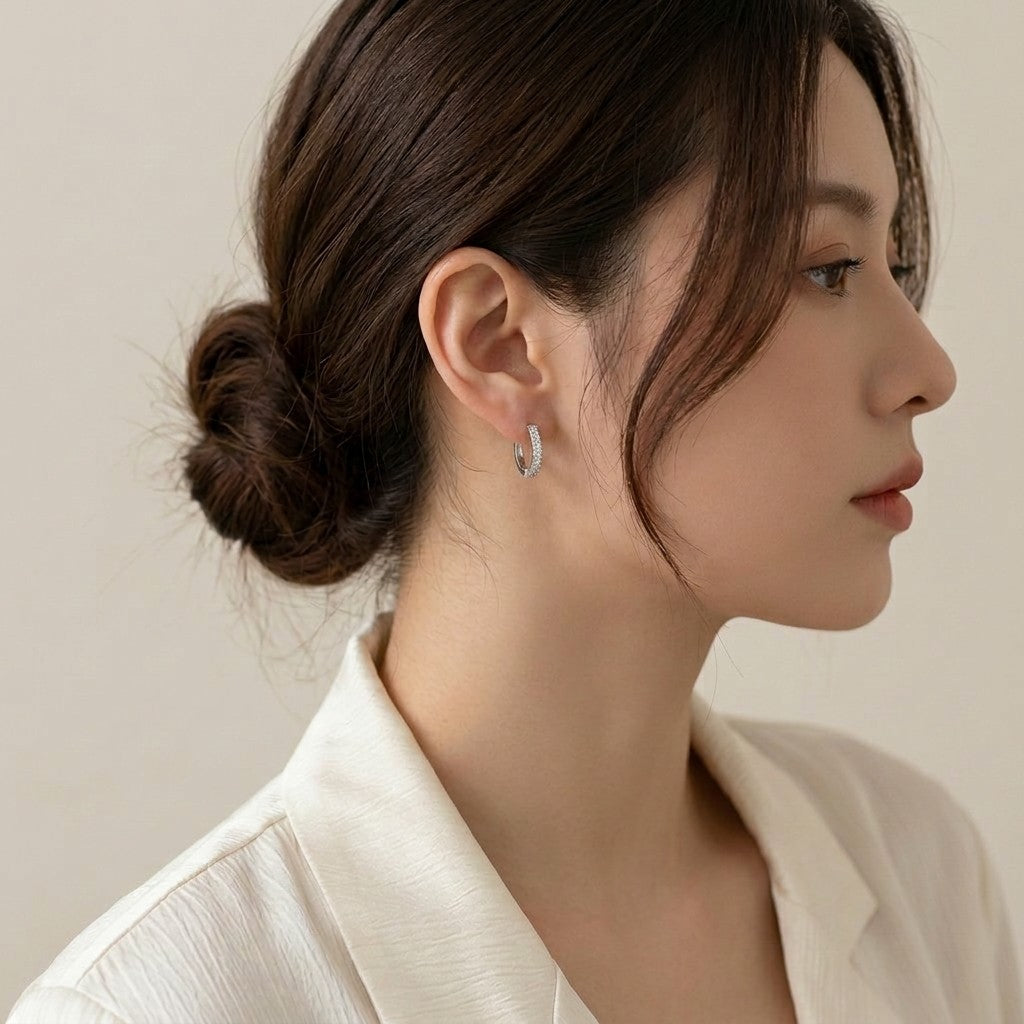 Moissanite Channel-Set Huggie Hoop Earrings