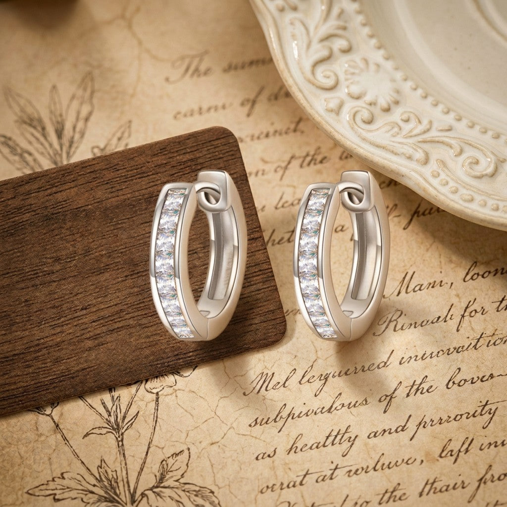 Moissanite Channel-Set Huggie Hoop Earrings