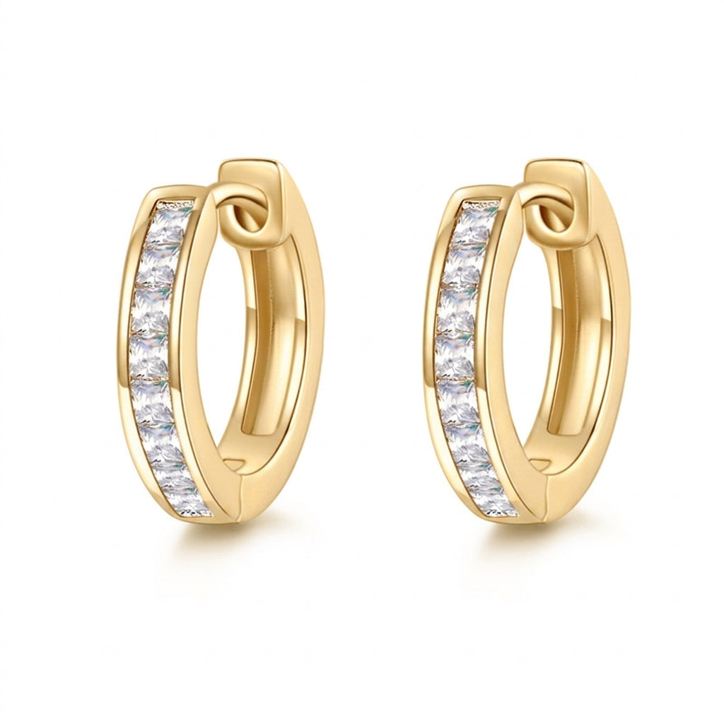 Moissanite Channel-Set Huggie Hoop Earrings