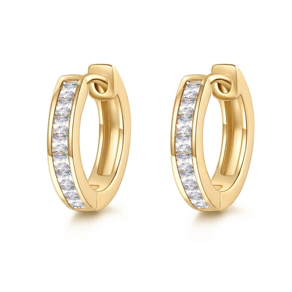 Moissanite Channel-Set Huggie Hoop Earrings