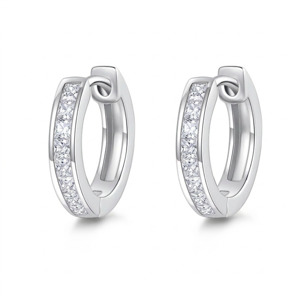 Moissanite Channel-Set Huggie Hoop Earrings