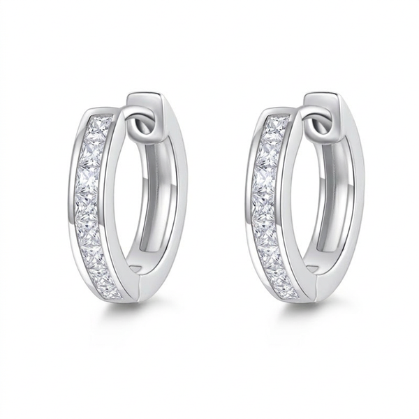 Moissanite Channel-Set Huggie Hoop Earrings