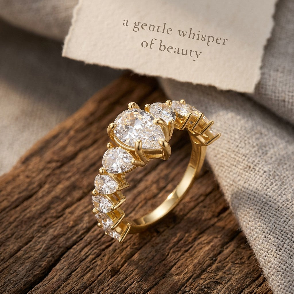 Moissanite Pear Cluster Ring