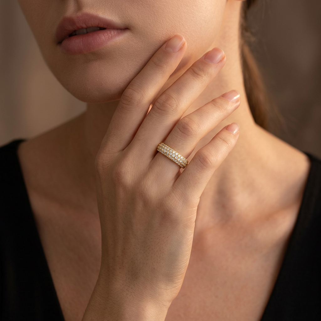 Moissanite Full Eternity Pavé Band Ring
