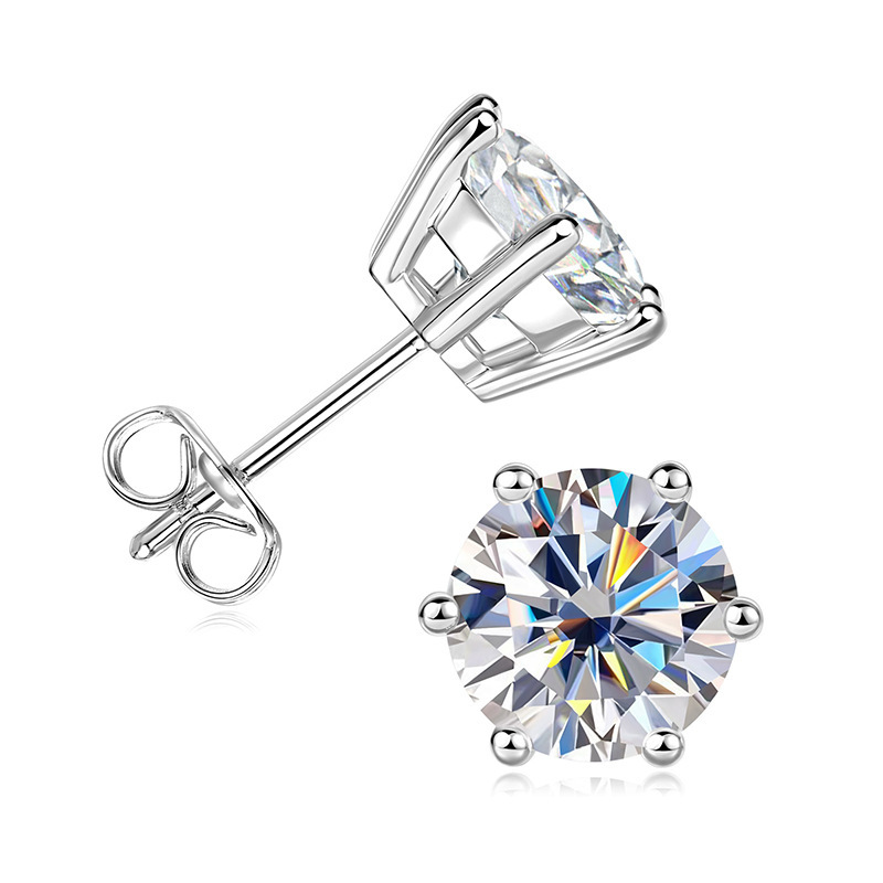 Six-Prong Moissanite Solitaire Stud Earrings