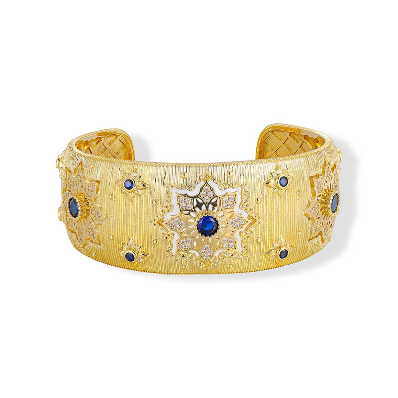 Adelgund 14K Gold Floral Open Bangle