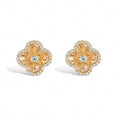 Auspice Orange Four-Leaf Floral Stud Earrings