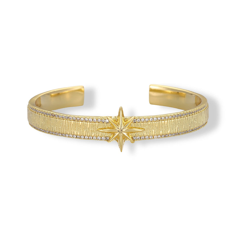 Balsamine 14K Gold Starburst Open Bangle