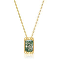 Belina 14K Green Moss Rectangular Necklace
