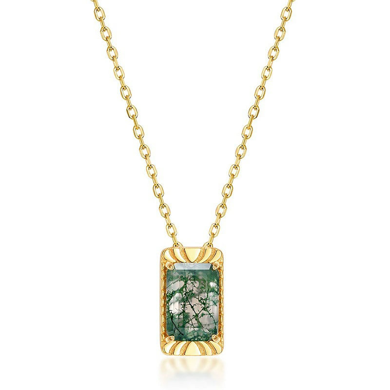 Belina 14K Green Moss Rectangular Necklace